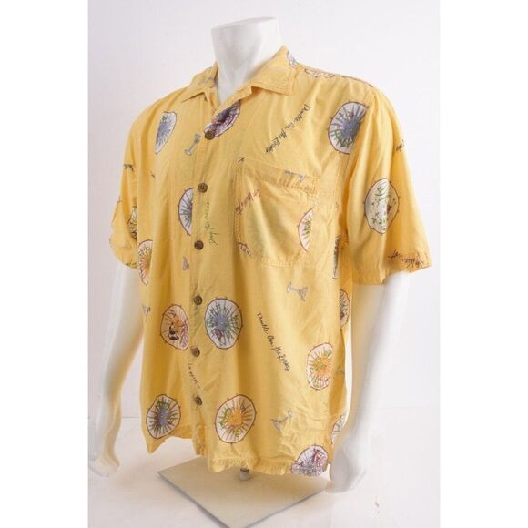 Tommy Bahama Mens Shirt Top Matini Cocktails Size M Yellow Tropical button down - Picture 4 of 6